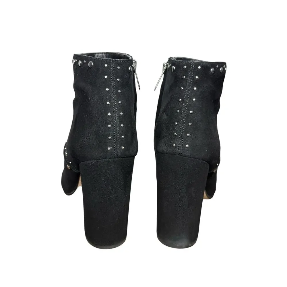 Sam Edelman Chandler Black Suede Silver Studded Ankle Boots Womens Size 9